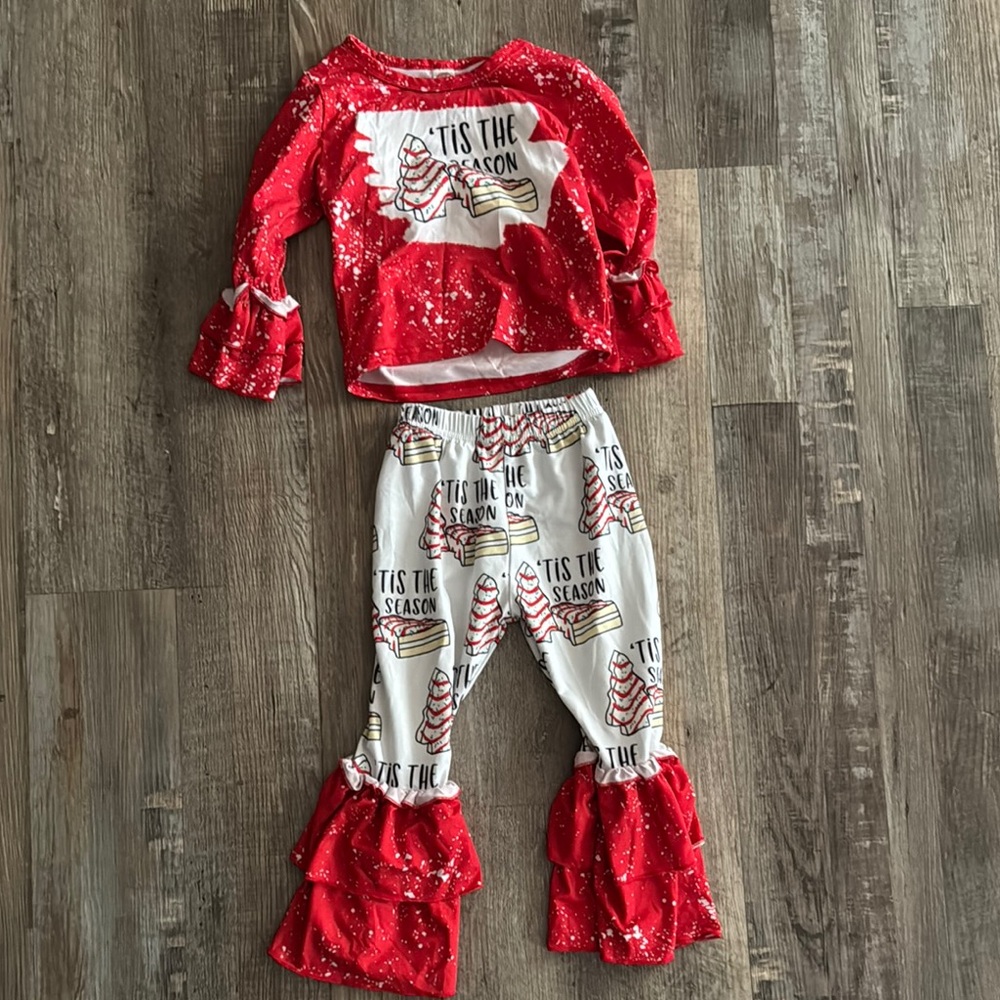 Festive Red and White Kids Christmas Costume Set